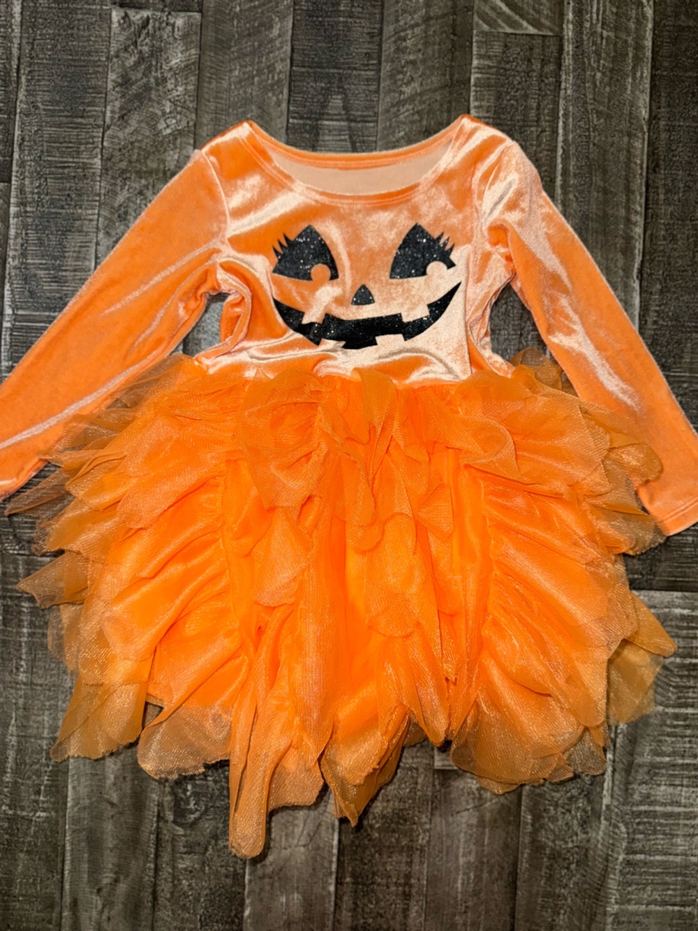 Kids Orange Pumpkin Tutu Costume Dress